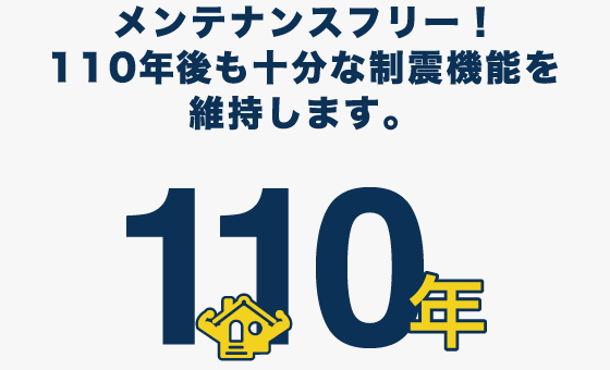 メンテナンスフリー！110年後も十分な制震機能を維持します。